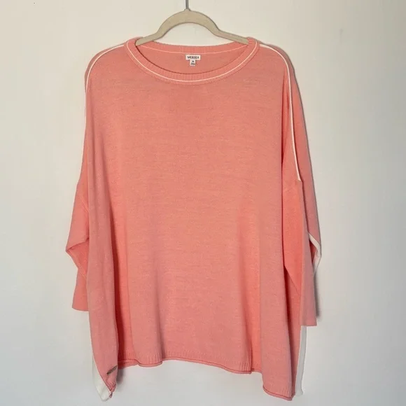 MerSea Catalina Crewneck Sweater - Peach/White Contrast One Size F85 - Picture 2 of 16